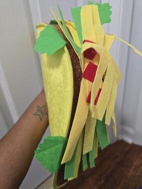 Yellow Felt Taco Hat with Green & Red Accents